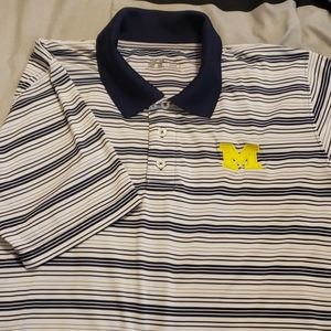 Blue and White stripes UofM short sleeve Polo